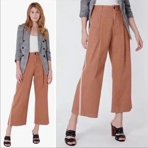 Veronica Beard Ryder 11" pleat front pants Size 26/2 high-rise wide leg w/stripe